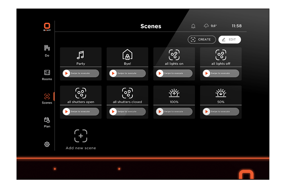 Application SmartHome DOVIT avec scènes et scénarios